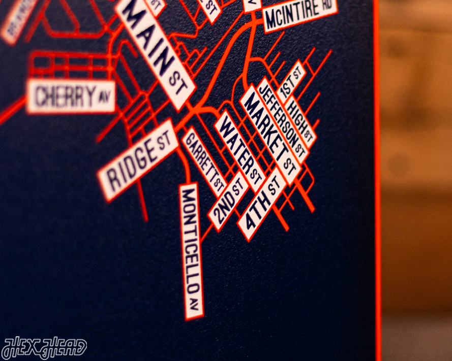 Charlottesville, Virginia School Street Poster Single Layer Metal Wall Art