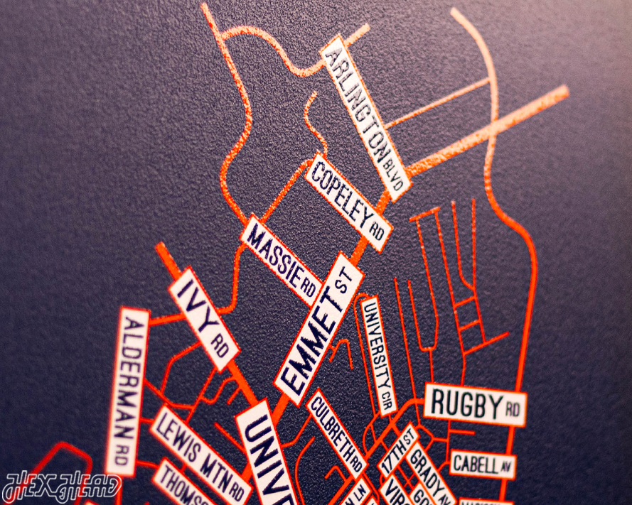 Charlottesville, Virginia School Street Poster Single Layer Metal Wall Art