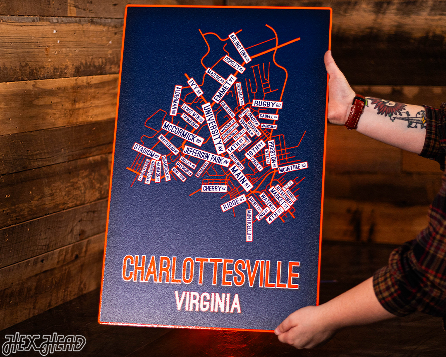 Charlottesville, Virginia School Street Poster Single Layer Metal Wall Art