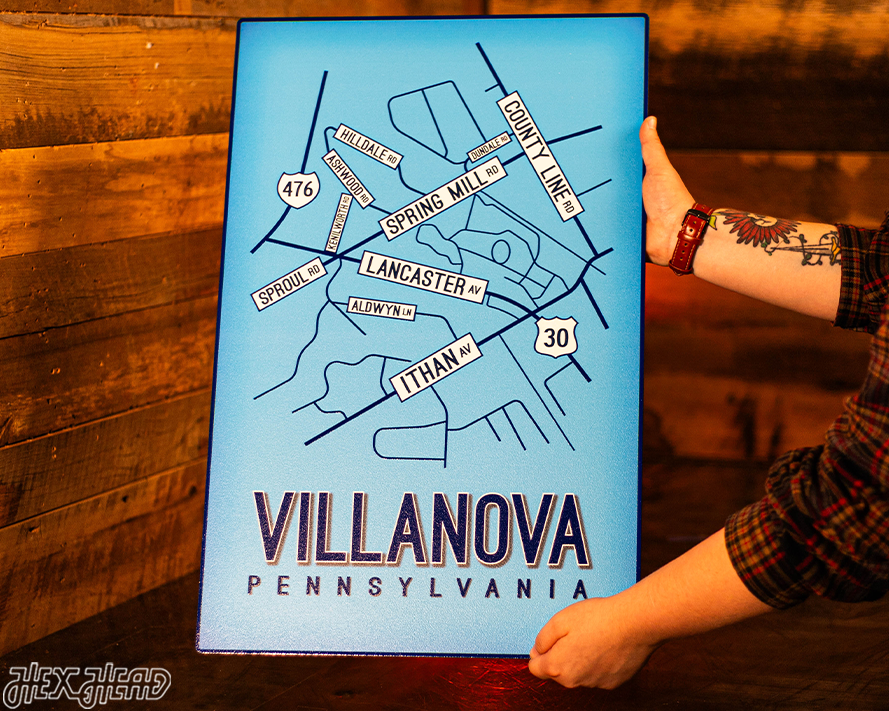Villanova, Pennsylvania School Street Poster Single Layer Metal Wall Art