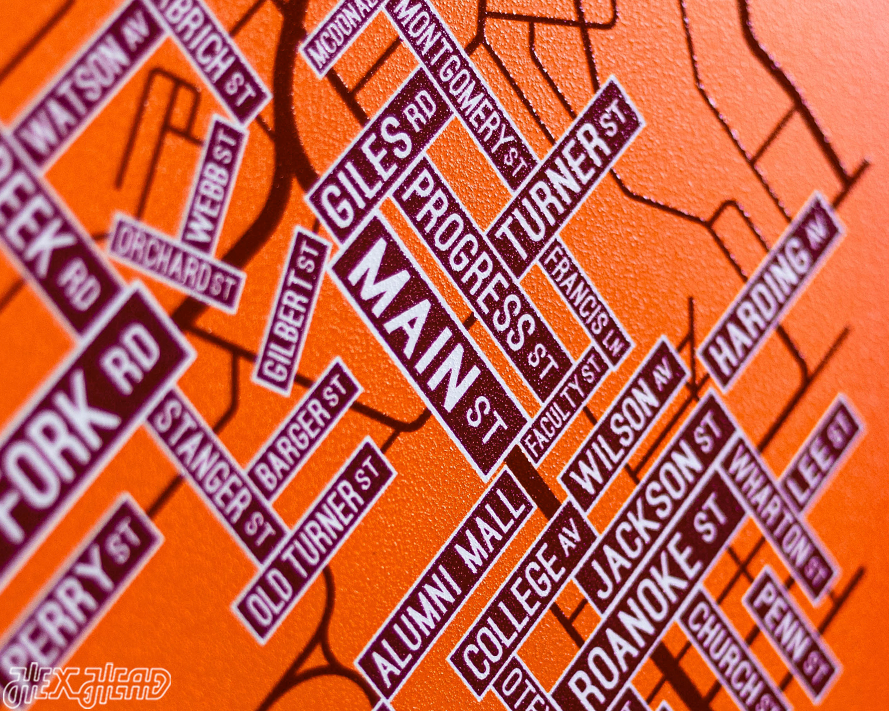 Blacksburg, Virginia School Street Poster Single Layer Metal Wall Art