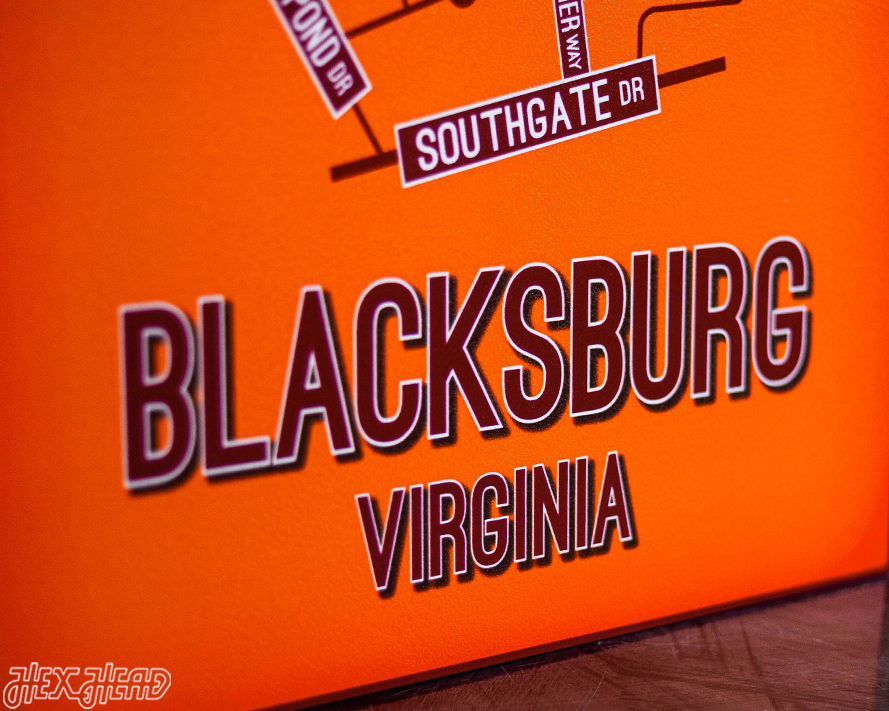 Blacksburg, Virginia School Street Poster Single Layer Metal Wall Art