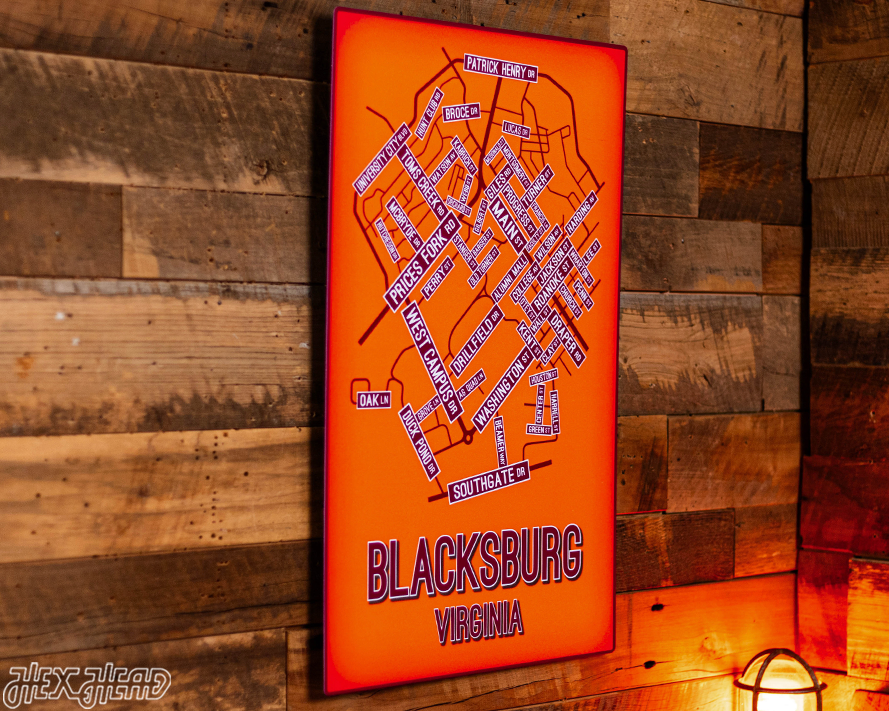 Blacksburg, Virginia School Street Poster Single Layer Metal Wall Art