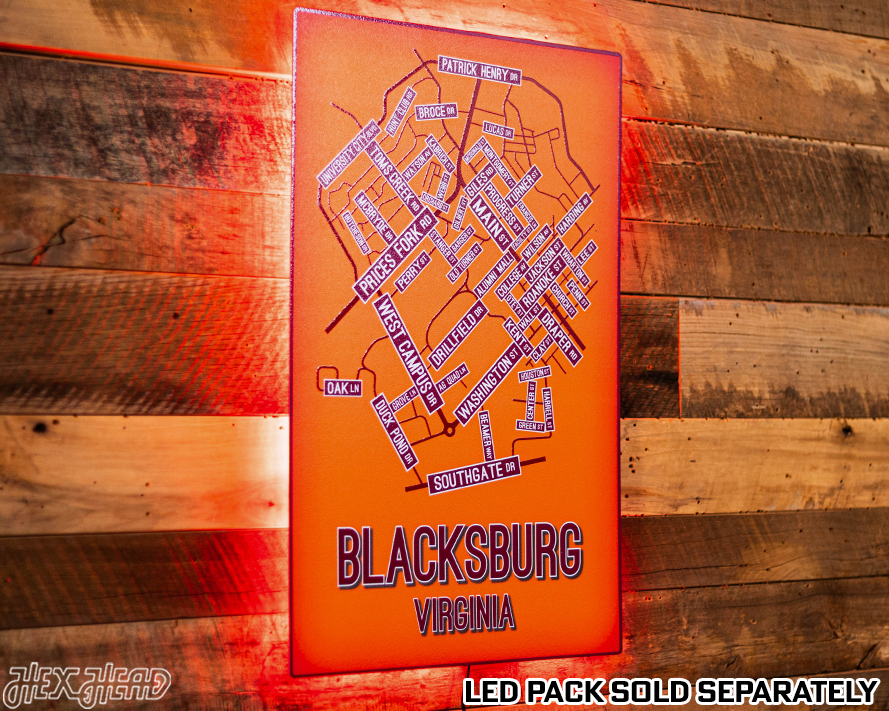 Blacksburg, Virginia School Street Poster Single Layer Metal Wall Art