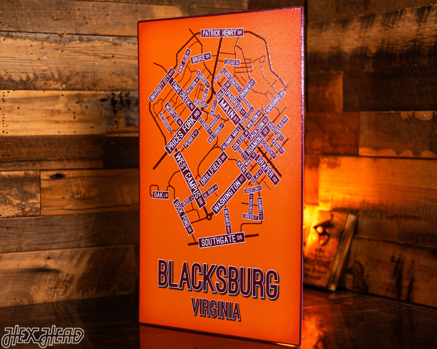 Blacksburg, Virginia School Street Poster Single Layer Metal Wall Art