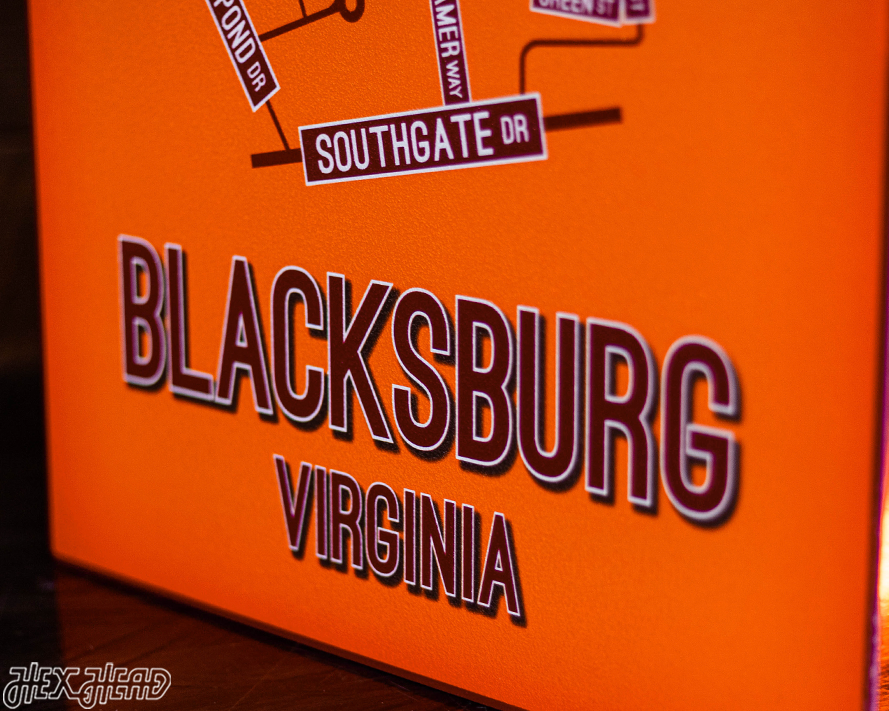 Blacksburg, Virginia School Street Poster Single Layer Metal Wall Art