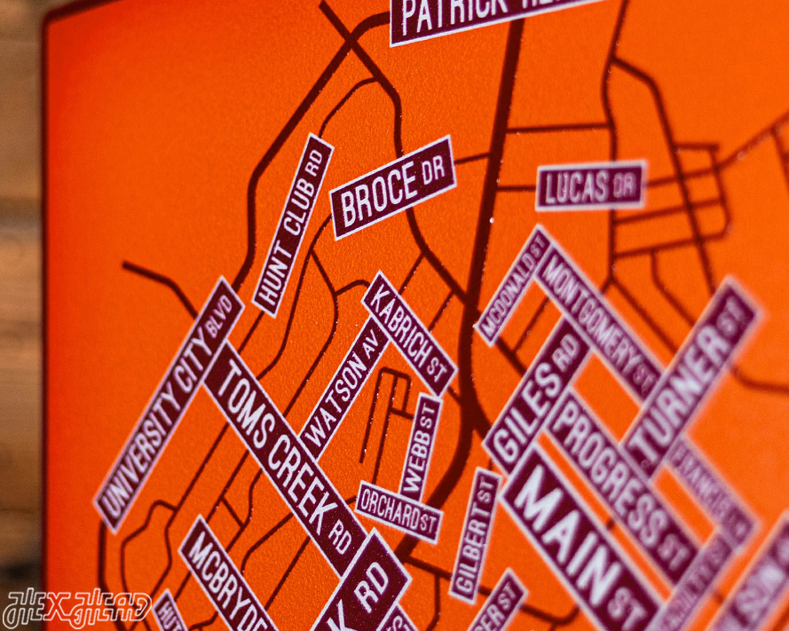 Blacksburg, Virginia School Street Poster Single Layer Metal Wall Art