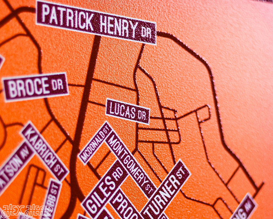 Blacksburg, Virginia School Street Poster Single Layer Metal Wall Art