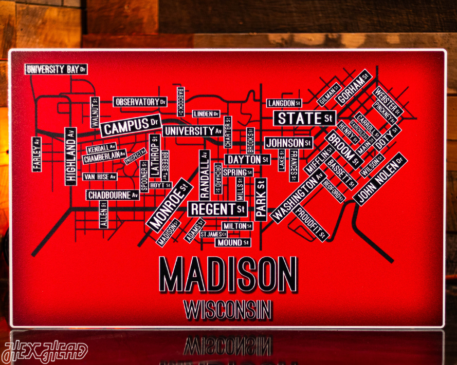 Madison, Wisconsin School Street Poster Single Layer Metal Wall Art
