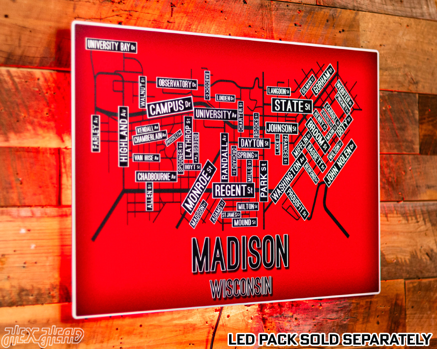 Madison, Wisconsin School Street Poster Single Layer Metal Wall Art