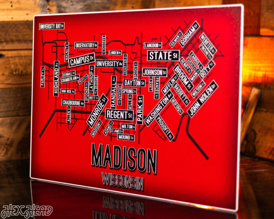 Madison, Wisconsin School Street Poster Single Layer Metal Wall Art