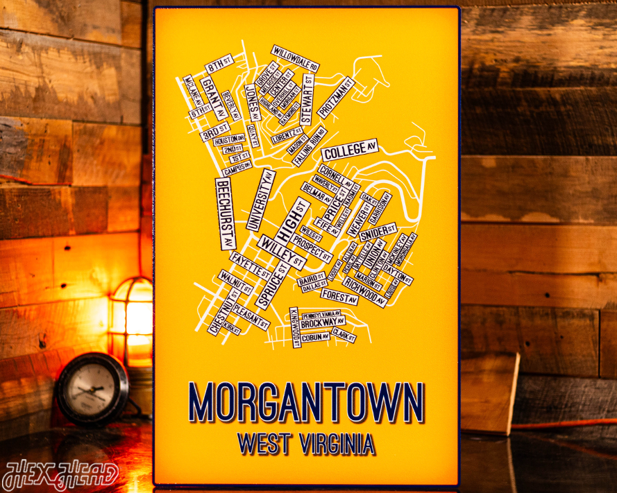 Morgantown, West Virginia School Street Poster Single Layer Metal Wall Art