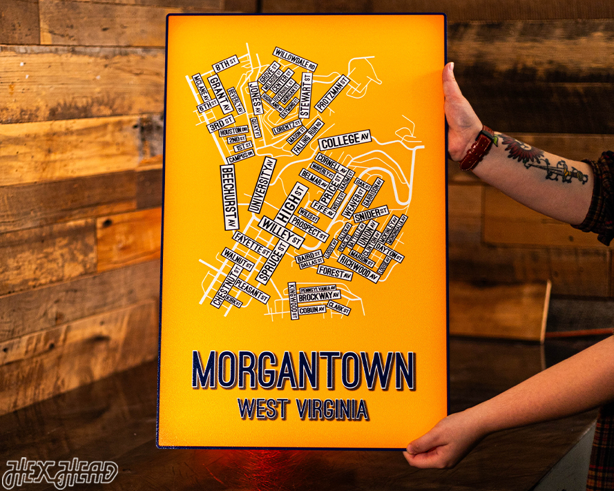Morgantown, West Virginia School Street Poster Single Layer Metal Wall Art