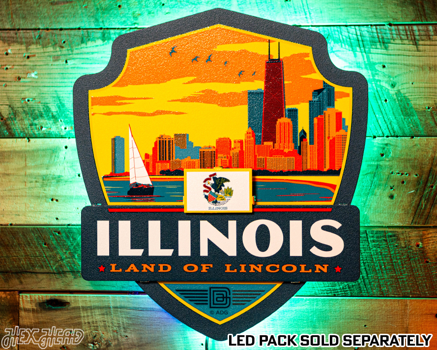 Illinois State Badge 3D Metal Wall Art