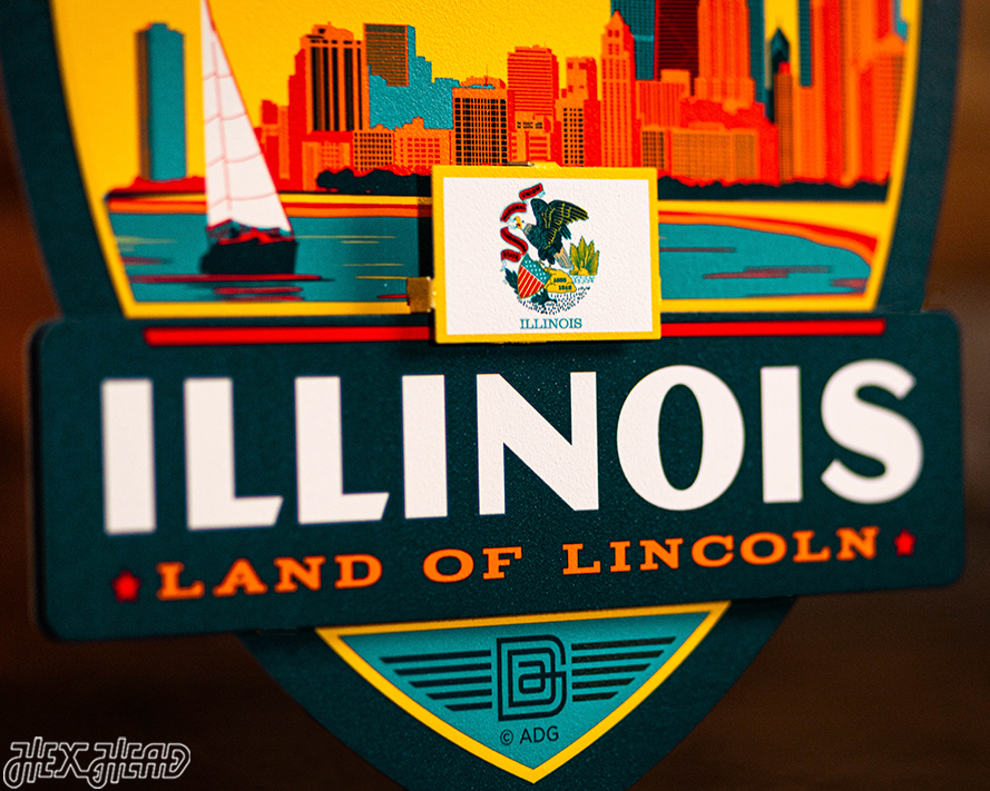 Illinois State Badge 3D Metal Wall Art