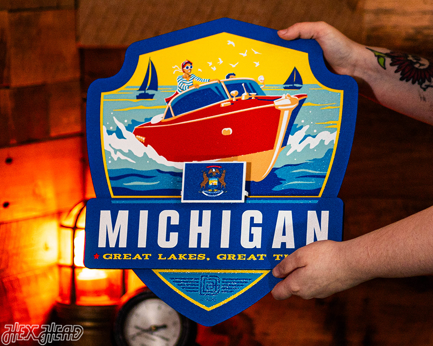 Michigan State Badge 3D Metal Wall Art