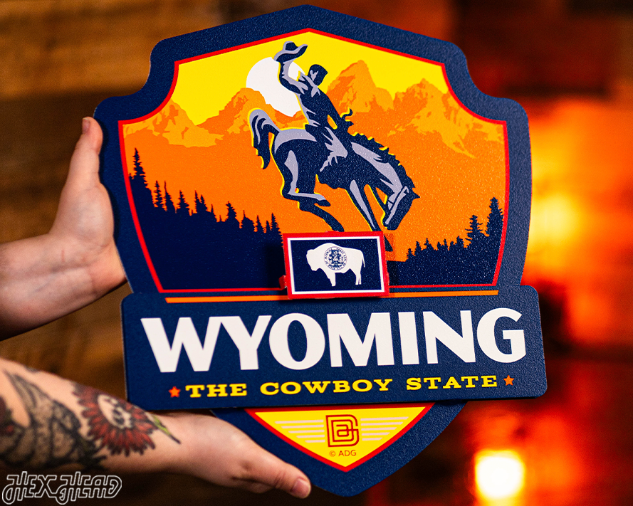 Wyoming State Badge 3D Metal Wall Art