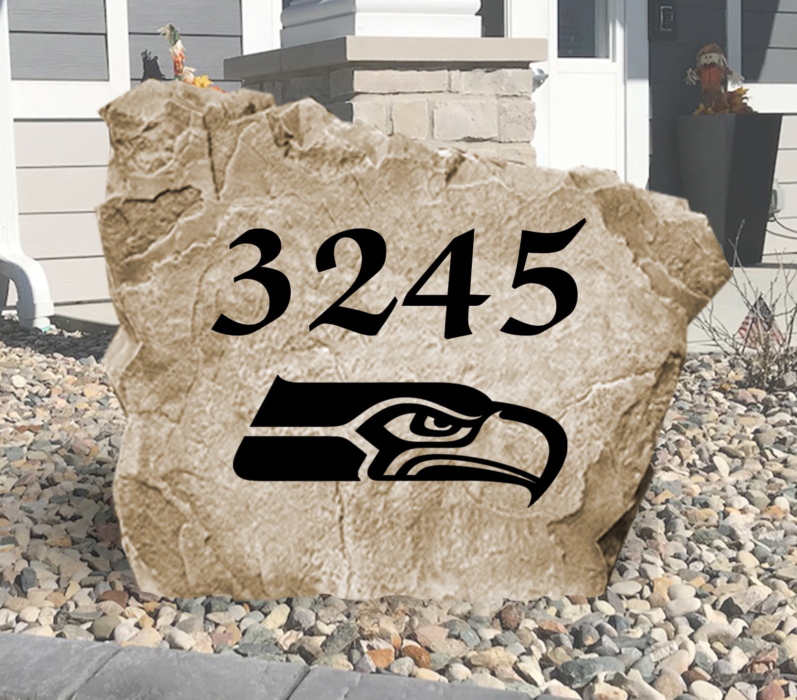 Seattle Seahawks Design-A-Stone Landscape Art Address Stone