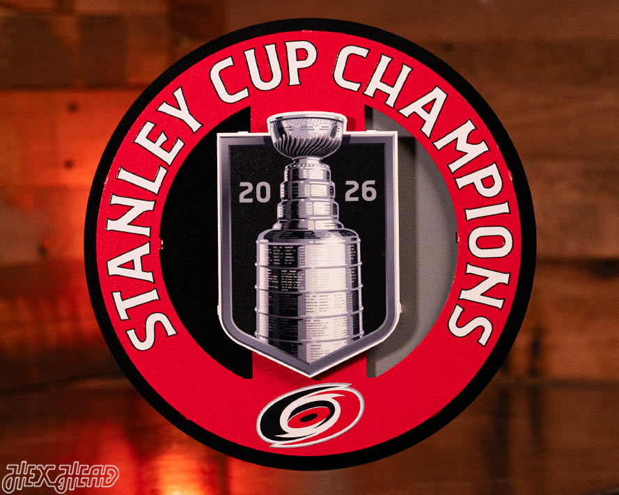 Carolina Hurricanes HEX HEAD EXCLUSIVE 2026 Stanley Cup 3D Metal Wall Art