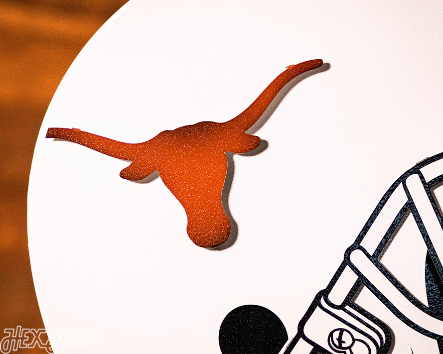 BLITZ COLLECTION - 8 LAYER Texas Longhorns Helmet 3D Metal Wall Art