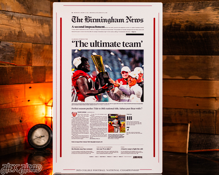 Birmingham News Crimson Tide 2021 Football National Champions Front Page - JAN 13, 2021