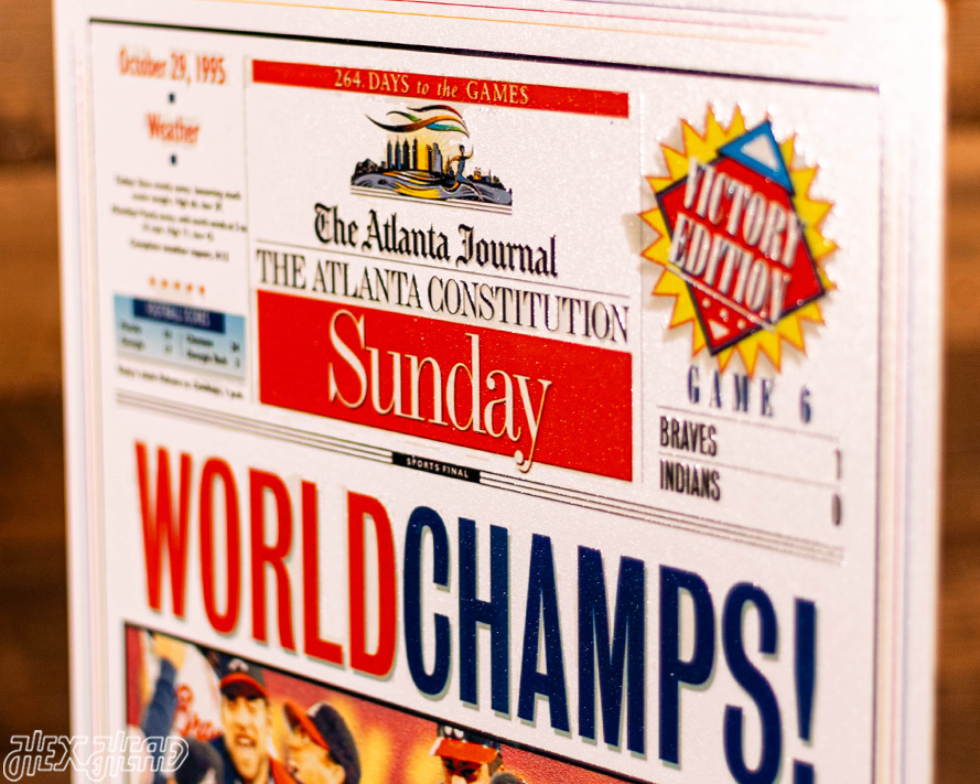 The Atlanta Journal Constitution Braves 1995 WORLD SERIES Front Page - OCT 29, 1995