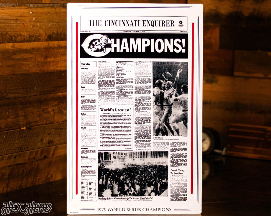 The Cincinnati Enquirer Reds 1975 WORLD SERIES Front Page - OCT 23, 1975
