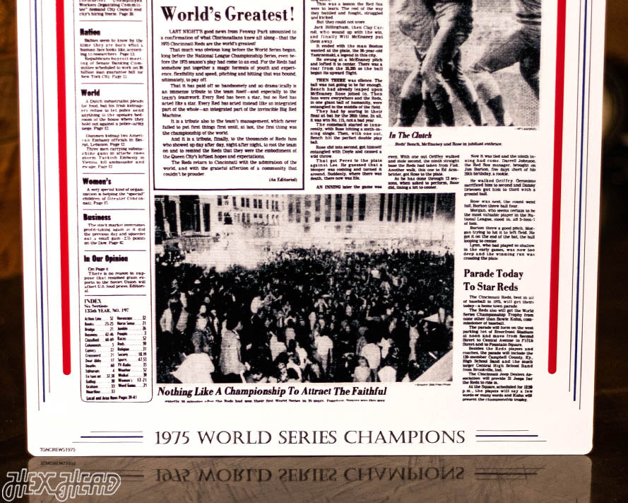 The Cincinnati Enquirer Reds 1975 WORLD SERIES Front Page - OCT 23, 1975