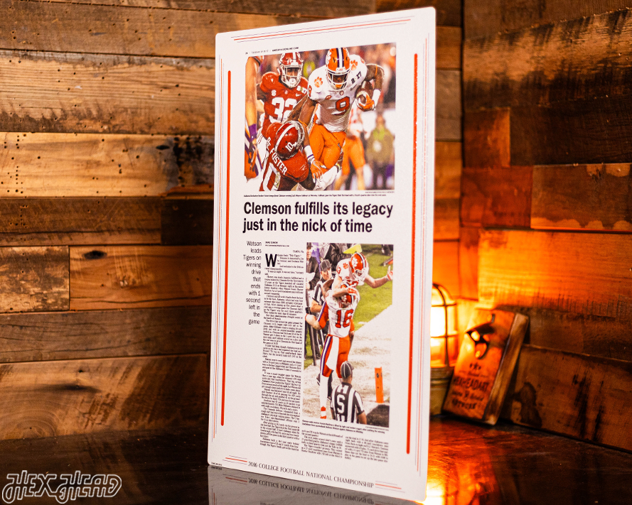 Greenville News Clemson Tigers 2016 Football National Champions Front Page - JAN 10, 2017