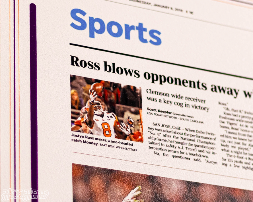 Greenville News Clemson Tigers 2018 Football National Champions Front Page - JAN 9, 2019