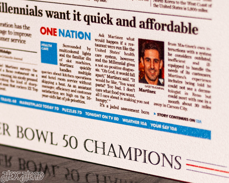 USA Today Denver Broncos 2016 Super Bowl Front Page - FEB 8, 2016