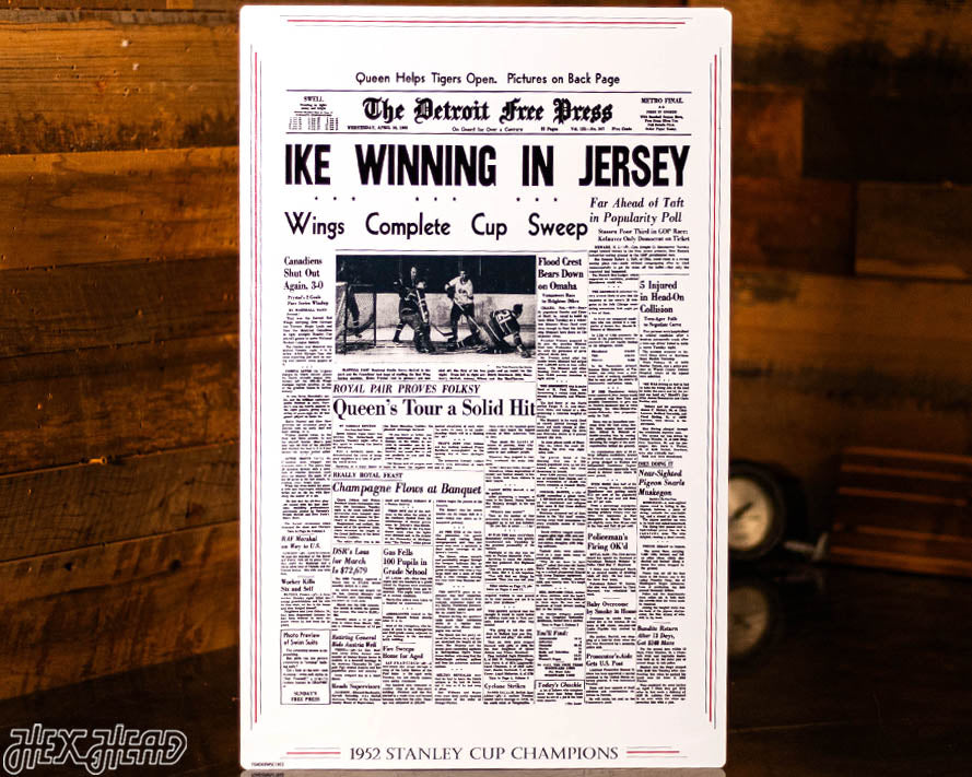 Detroit Free Press Red Wings 1952 Stanley Cup Front Page - APRIL 16, 1952