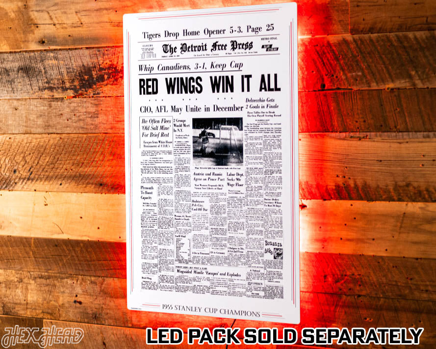 Detroit Free Press Red Wings 1955 Stanley Cup Front Page - APRIL 15, 1955