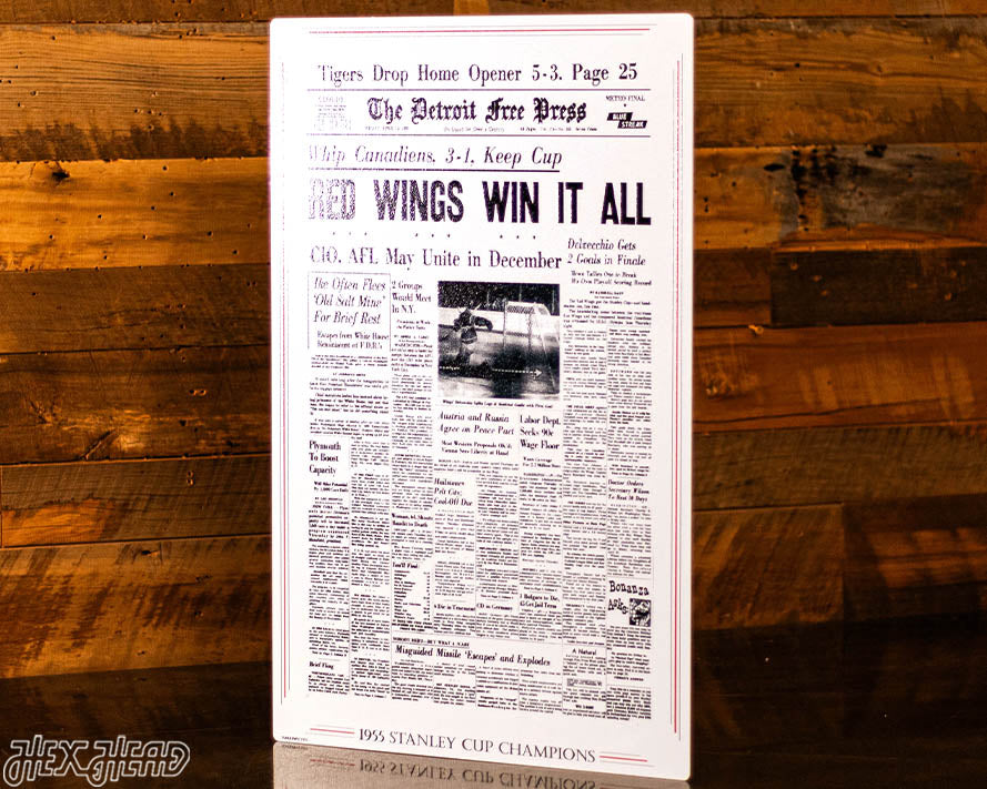 Detroit Free Press Red Wings 1955 Stanley Cup Front Page - APRIL 15, 1955