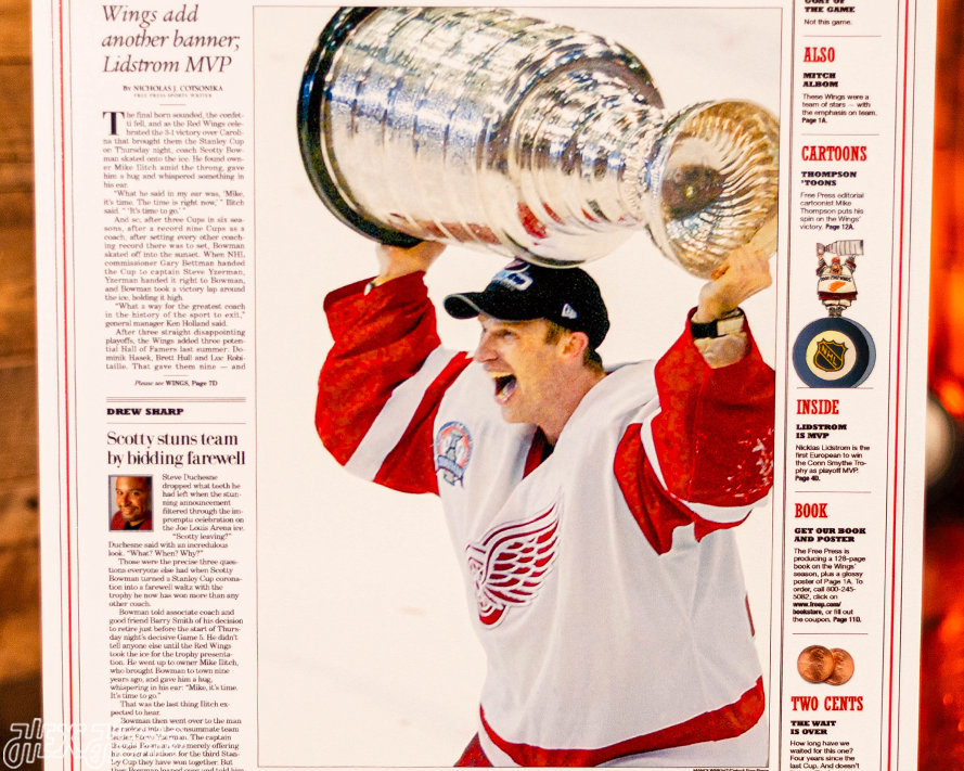 Detroit Free Press Red Wings 2002 Stanley Cup Front Page - JUNE 14, 2002
