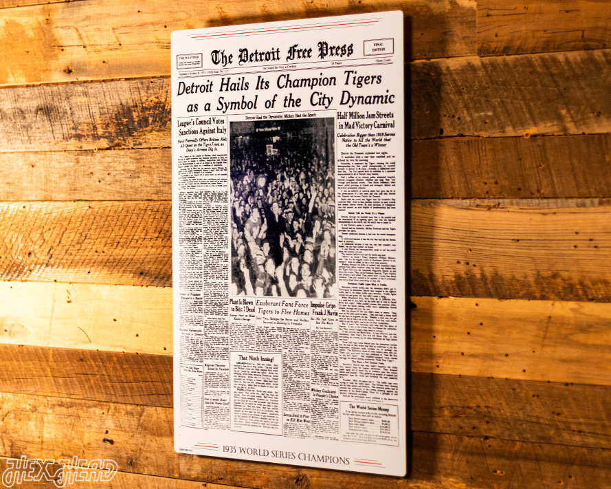 Detroit Free Press Tigers 1935 WORLD SERIES Front Page - OCT 8, 1935