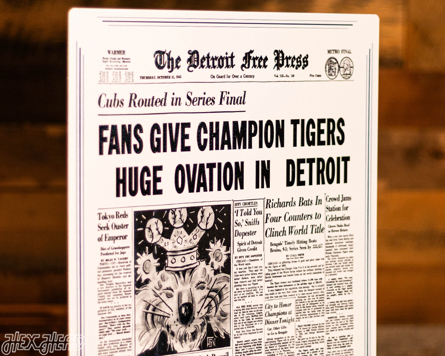Detroit Free Press Tigers 1945 WORLD SERIES Front Page - OCT 11, 1945