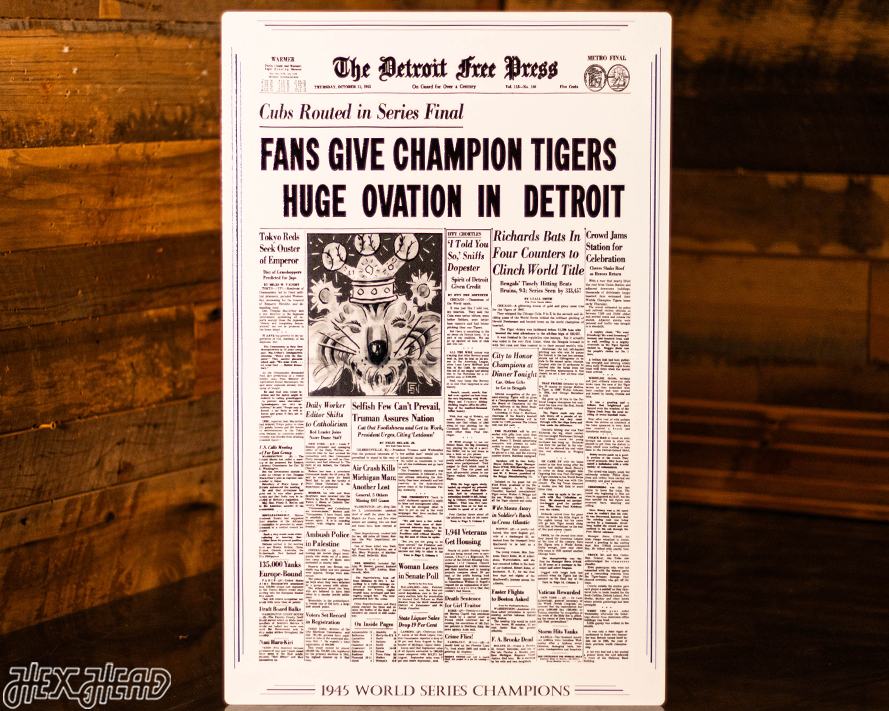 Detroit Free Press Tigers 1945 WORLD SERIES Front Page - OCT 11, 1945