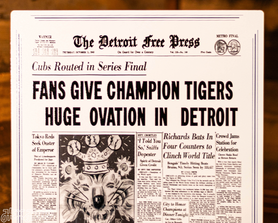 Detroit Free Press Tigers 1945 WORLD SERIES Front Page - OCT 11, 1945