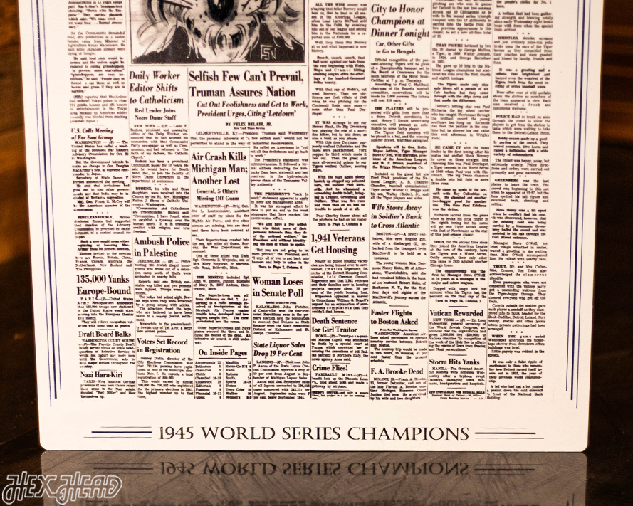 Detroit Free Press Tigers 1945 WORLD SERIES Front Page - OCT 11, 1945