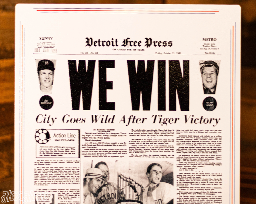 Detroit Free Press Tigers 1968 WORLD SERIES Front Page - OCT 11, 1968