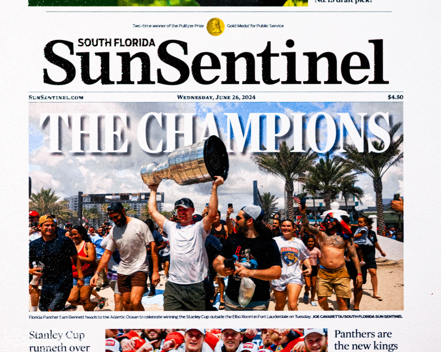 Sun Sentinel Florida Panthers 2024 STANLEY CUP Front Page - JUNE 26, 2024