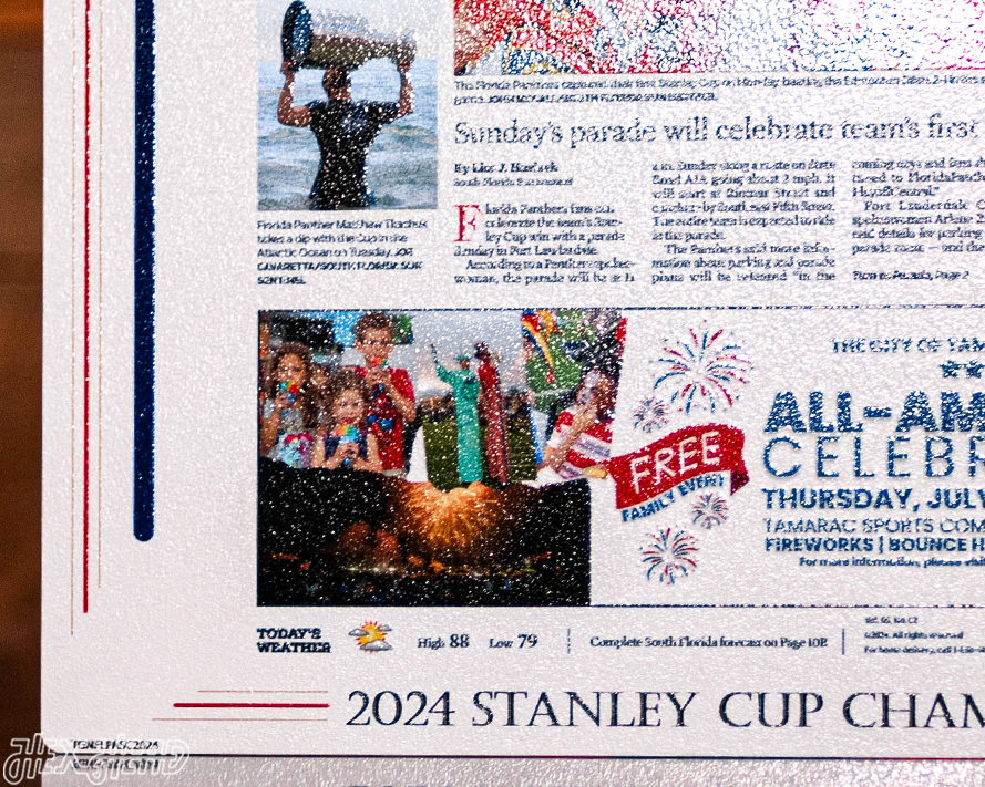 Sun Sentinel Florida Panthers 2024 STANLEY CUP Front Page - JUNE 26, 2024