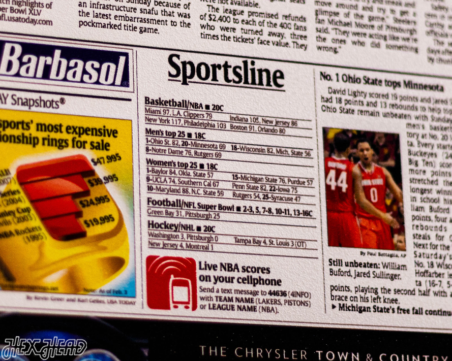 USA Today Green Bay Packers 2011 SUPER BOWL Front Page - FEB 7, 2011