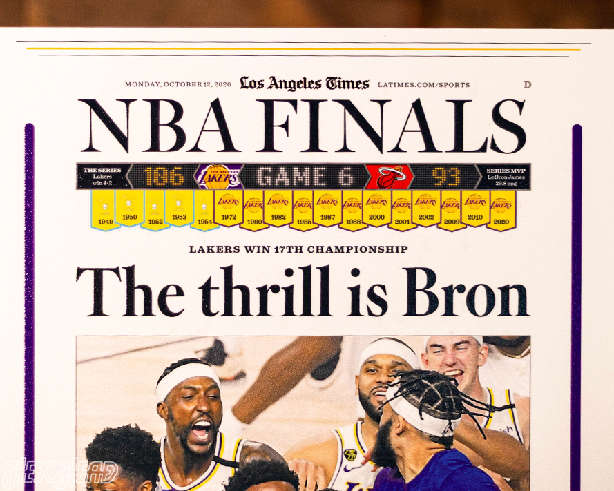 Los Angeles Times Lakers 2020 NBA FINALS Front Page - OCT 12, 2020