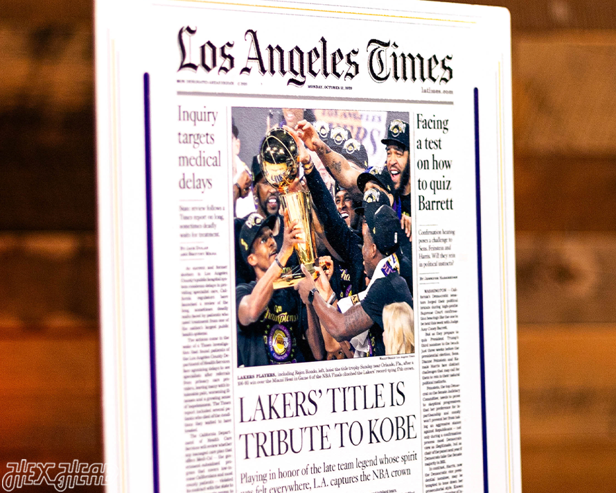 Los Angeles Times Lakers Tribute To Kobe Front Page - OCT 12, 2020