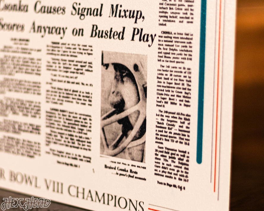 Miami Herald Dolphins 1974 SUPER BOWL Front Page - JAN 14, 1974