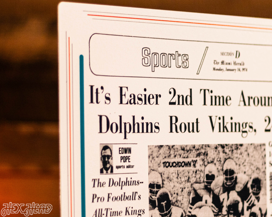 Miami Herald Dolphins 1974 SUPER BOWL Front Page - JAN 14, 1974