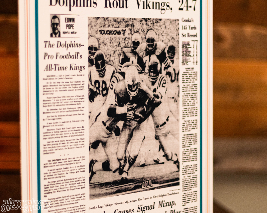 Miami Herald Dolphins 1974 SUPER BOWL Front Page - JAN 14, 1974