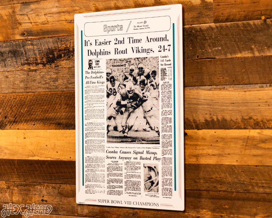 Miami Herald Dolphins 1974 SUPER BOWL Front Page - JAN 14, 1974